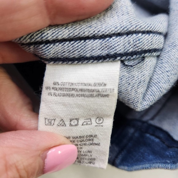 Free People Size 10 Womens Stretch Denim Femme Color Block Mini Skirt Dark Blue - Picture 5 of 8